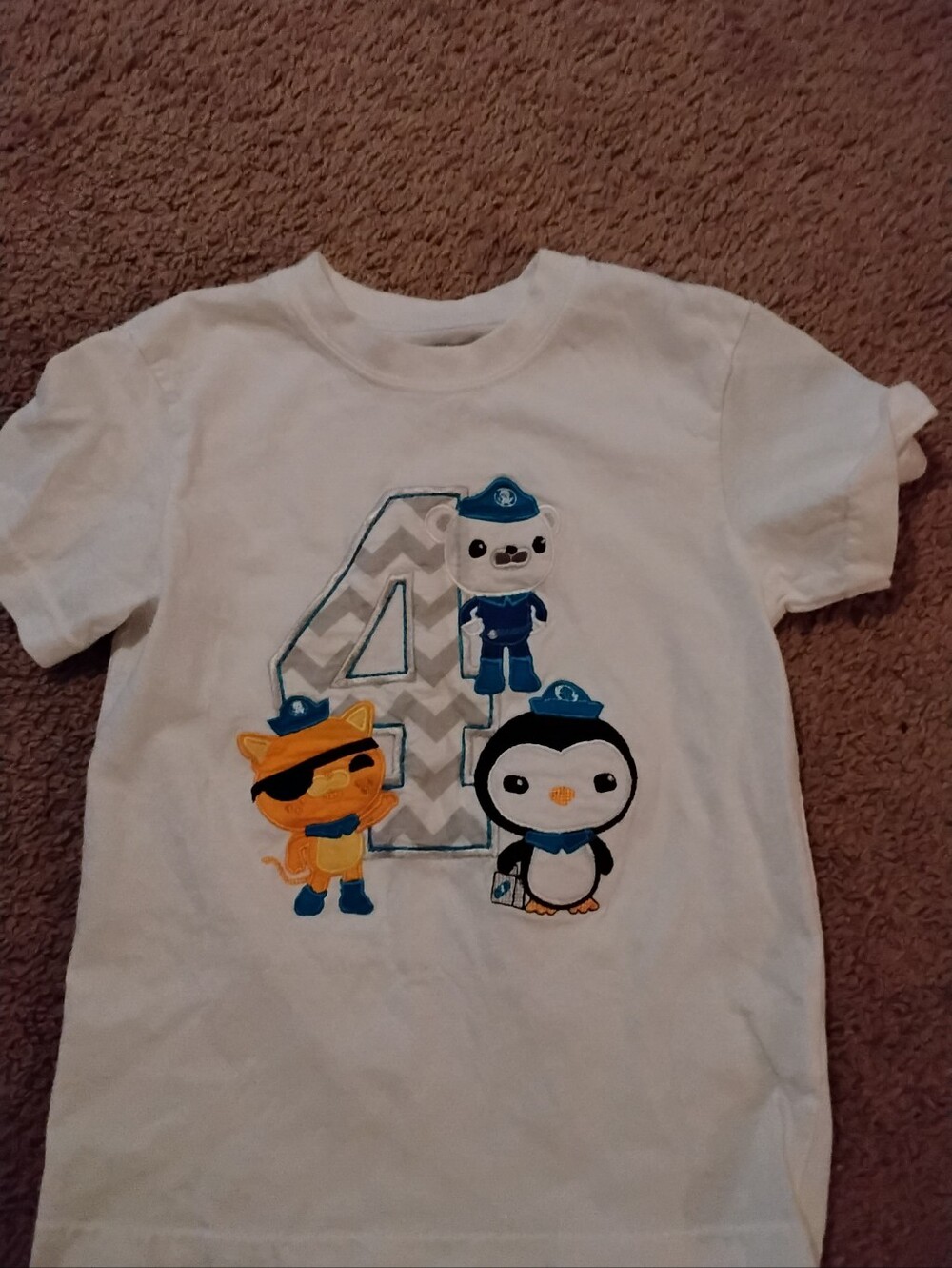 Garanimals White Kids Tee with Nautical Character Applique And #4 - White